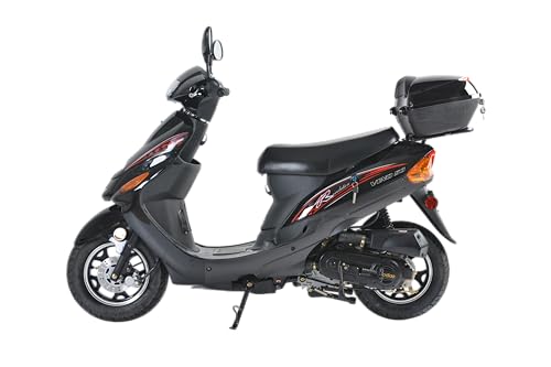 HHH 49cc/50cc Scooter Gas Street Scooter Moped for Youth and Adult with Rear Storage Trunk (Black)