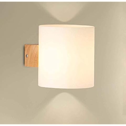 Lámpara de Pared Moderna de Madera de Roble con Pantalla de Vidrio Cover