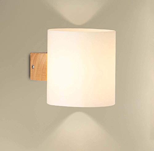 Lámpara De Pared Moderna De Madera De Roble E27 Base Art Deco Luz De Pared Applique De Vidrio-Pantalla Iluminación De Lavado De Pared Para Dormitorios Cabecera Salón Comedor Cover