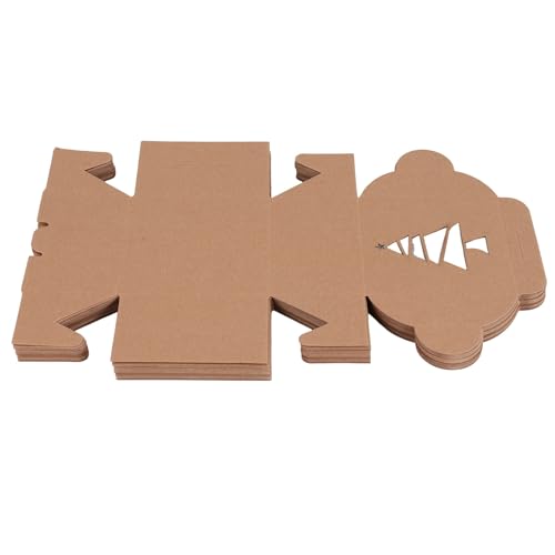 Xiniy 30 Cajas de CartóN Kraft para Galletas de PanaderíA, 4 X 4 X 2,5 Pulgadas, Ventana Emergente AutomáTica para Cupcakes de Navidad, Galletas, Brownies, Donas