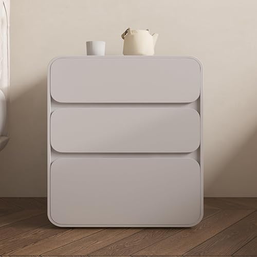 HJYBFA Mesita de Noche de Madera Maciza con Acabado en Cuero y 3 cajones, Moderna Dormitorio, Armario de Almacenamiento sin Necesidad de ensamblaje.