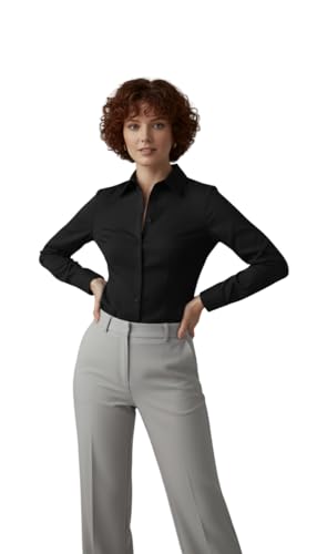 Image of modny Women Formal Cotton Shirt | Full Sleeve Regular Fit with V-Shape Collar | Stylish Casual & Office Wear Shirt | Available in Plus Sizes