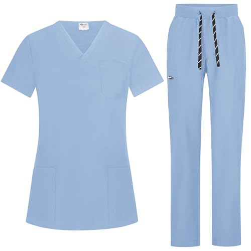 B-well Bella - Juego de ropa de trabajo para mujer, casaca con cierre + pantalón con cierre, uniforme médico, chaqueta con cierre, prenda con mangas y pantalón, ropa de trabajo médica con elastano