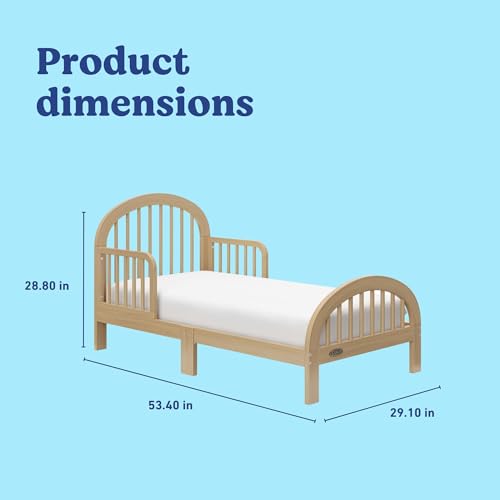 Image of Graco Olivia Toddler Bed (Driftwood) - GREENGUARD Gold Certified, Includes Toddler Safety Guardrails, Fits Standard Crib & Toddler Mattress, Stylish Arched Design