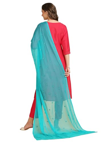 Image of DUPATTA BAZAAR Women's Embroidered Chiffon Dupatta with Delicate Sequins