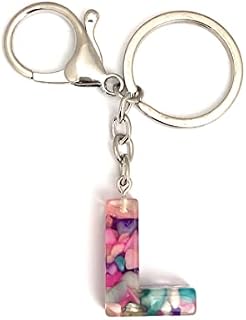 FizzyButton Gifts Initial Letter Keyring Key Ring and Lobster Clasp with Multicolour Shell Charm
