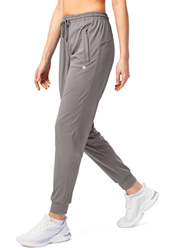 G Gradual Women's Joggers Pants With Zipper Pockets Tapered Running Sweatpants For Women Lounge, Jogging (Light Grey, Medium) #TOP1