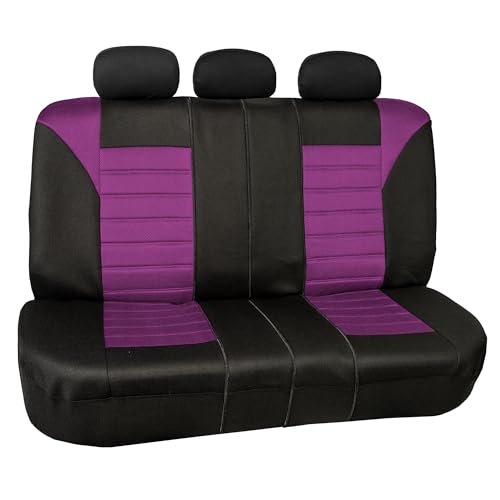 FH Group Automotive Car Seat Covers Rear Set Premium 3D Air Mesh Seat Covers, Airbag Compatible and Split Bench Cover Universal Fit Interior Accessories for Cars Trucks and SUVs - Purple