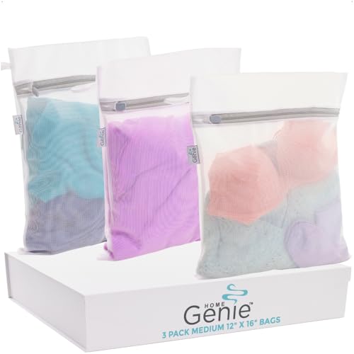 Home Genie 840316714396 Durable And Gentle Mesh Laundry Bags For Washing Delicates, Oversized Silicone Zipper, Machine Safe For Bras Lingerie Baby Garments cover