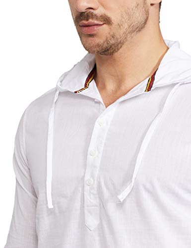 Image of The Indian Garage Co Men Slim Fit Solid Full Sleeves Hooded Casual Shirt