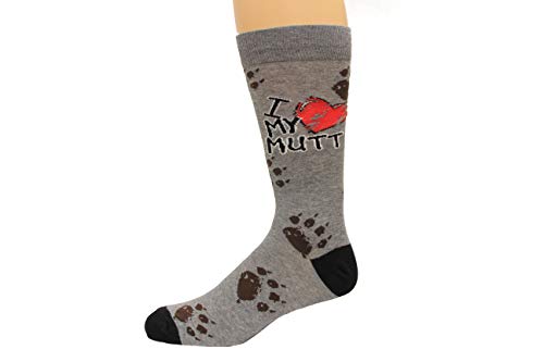 K. Bell Kids' Big Luv My Mutt Crew Socks, Charcoal Heather, Shoe Size: 11-14