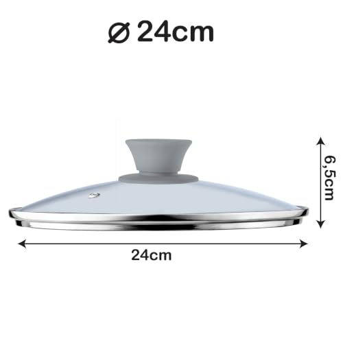 KADAX Glasdeckel mit Griff aus Silikon, hitzebeständiger Deckel für Topf ⌀14-30cm, Deckel mit Dampfloch… – Ansicht 2