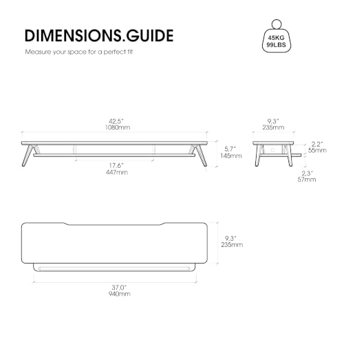 Image of Fenge Dual Monitor Stand, Monitor Stands Riser for 2 monitors, 42.5 Inch Wood Desk Shelf with Storage Organizer and Cable Management for Office Desk Accessories