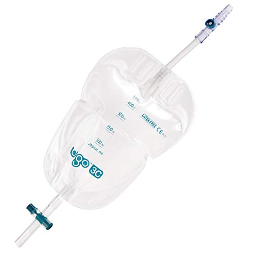 Ugo Bolsas Pierna (x10) - Bolsas de Drenaje Orina/Bolsas Pierna Cat�ter, Respaldo Tela Suave y Dise�o Natural que se Ajusta Pierna (Paquete de 10) (Ugo 3C � 500ml, Tubo Corto, T Tap)