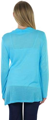 Image of ToBeInStyle Womens Open Front Long Sleeve Lightweight Asymmetrical Draped Cardigan with Side Pockets