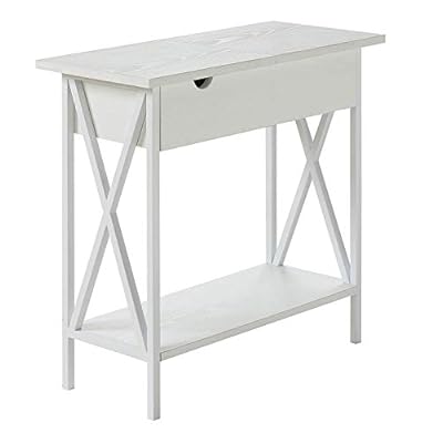 Convenience Concepts Tucson Flip Top End Table with Charging Station and Shelf, White 31tZZVGz NL. SS400