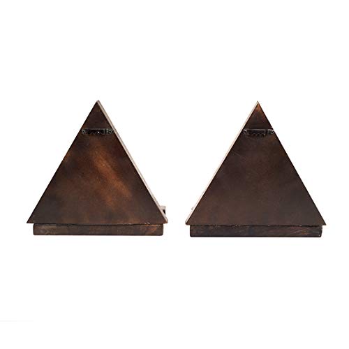 Image of AAKRITI ART CREATIONS Triangular Wall Decor Shelves (SO2) with Blue Owl Motifs Set on Mirrors (7x4.7x7.2)