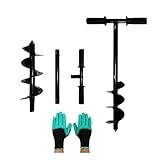 穴掘りドリル 穴掘り器 10cm/15cm/20cm 3サイズ対応 滑り止めハンドル付き 長柄設計 DIY手動工具 農作業/ガーデニング用 土 穴あけドリル 芝生・野菜・花壇作りに アース オーガ ドリル 園芸用品 支柱穴開け器 家庭菜園 草取り 携帯式穴掘り道具 (直径15CM*高85CM,黒) [並行輸入品]