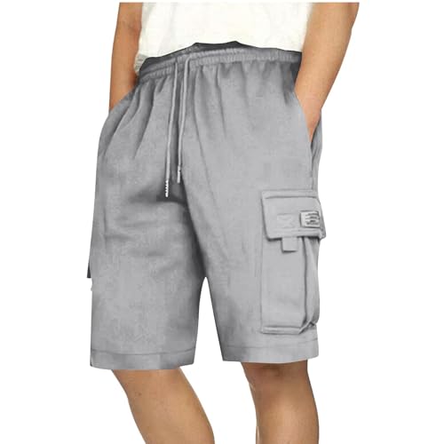 Cargo Shorts for Men Drawstring Elastic Waist Relaxed Work Short Summer Outdoor Hiking Tactical Pants with Pocket