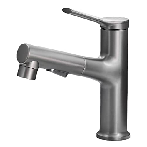 Robinet de salle de bain MOCHAMIK avec douchette extractible en laiton blanc et gris pistolet