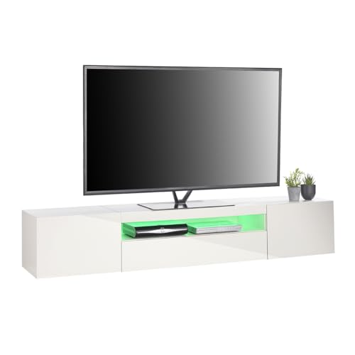 MMT White TV Console with Soundbar Shelf
