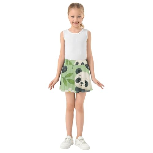 Athletic Shorts for Girls Skorts Toddler Tennis Skirts Cheer School Skirt Cute Cartoon Pandas Green 3t3
