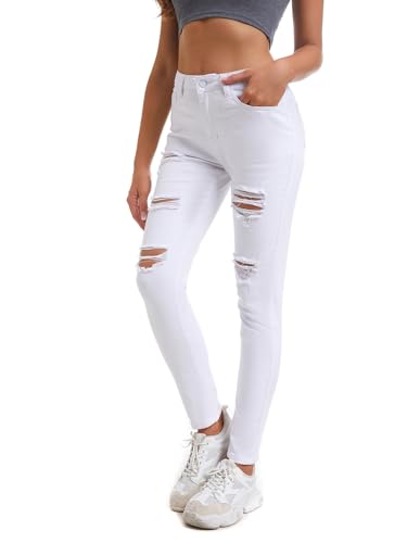 Women's Ripped Skinny High Waisted Jeans Stretch Slim Fit Distressed Denim Pants4
