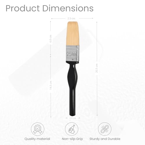 Image of The Decor Co. Paint Brush 25mm Super Sturdy Bristles for Wall Oil Canvas Enamel and Water-Based Painting with Ergonomic Handle (Random Colors)