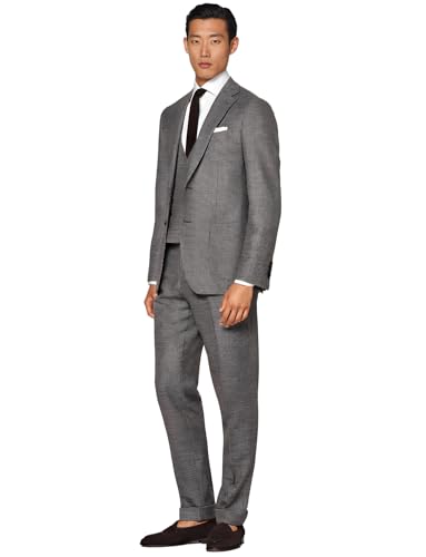 Costume pied-de-poule homme ensemble 3 pièces veste revers échancré gilet