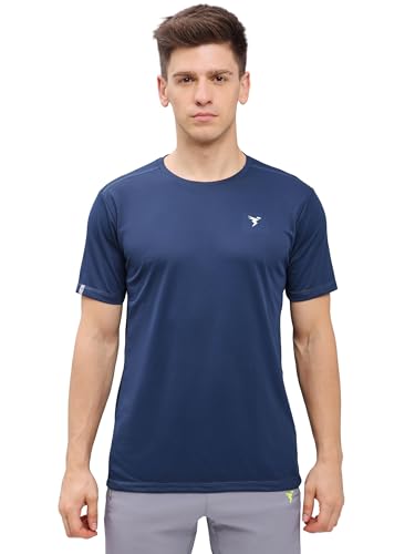 Image of TECHNOSPORT Men's Slim Fit Polyester Activewear Sports T-Shirt with Moisture-Wicking Comfort for Workout, Running & Gym