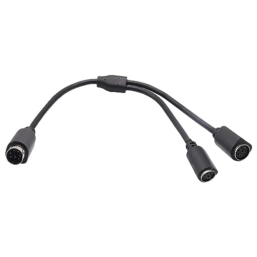zdyCGTime PS 2 Splitter 6 stift mini din hankontakt till 2 x honuttag kabelmus/tangentbord Y Splitter kabel – PS/1 (M) till PS/2 (F) (30 cm/1 ft–6 stift)