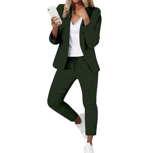Hosenanzug Damen Elegant,Einfarbig Zweiteiler,Business Outfit Damen Set,Anzug Women Elegant 2 Teiler,Mollige Frauen,Kostüme & Blazer für Frauen Angebote des Tages Heute AG S