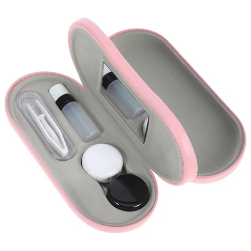 Étui lunettes double usage rose et noir en PU pour voyage