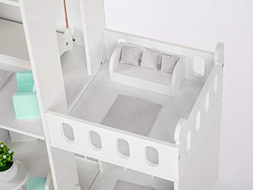 Green series Puppenhaus Holz Groß, Barbie Puppenhaus - Puppenhaus Holz Version mit mintgrünem Zubehör, 38 Zubehörteile… – Bild 6