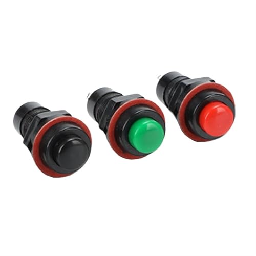 Interrupteur à bouton-poussoir DS211 10mm momentané vert pour circuits électriques 3A 10 pièces