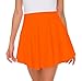 Afibi Casual Mini Stretch Waist Flared Plain Pleated Skater Skirt (X-Large, Orange)