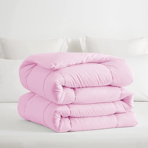 Image of Restful Sleep All Weather Comforter Single Bed Size - Dohar /Rajai /Blanket /Duvet -250 GSM Quilt Soft Microfiber Fill Single Size (60 inchX90 inch) - Baby Pink Color