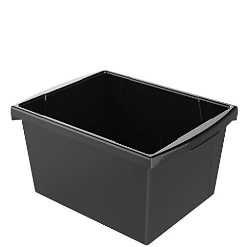 Image of Storex 4 Gallon Storage Bin - Plastic Classroom Organizer for Books and Supplies, Black, 6-Pack (61466C06C)