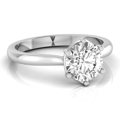 IGI Certified 1-5 Carat Round Lab Grown Diamond (G, VS1) 14K White Gold Solitaire Engagement Wedding Anniversary Promise Ring for Womens3