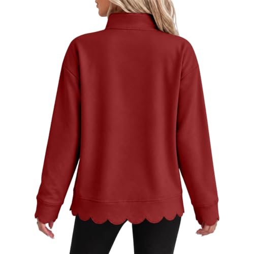 Scalloped Sweatshirt for Women 1/4 Zip Pullover Mockneck Sweatshirt - image 7
