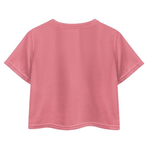 Image of Girls Summer Crop Top Outfits Short Sleeve T Shirts Kids Cute Clothes Tees Blouse