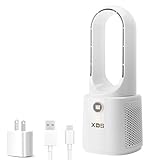 XDS Desk Bladeless Fan, 12.8 Inch Small Personal Cooling Fan with 6 Speed Adjustment, Button Control, Easy to Clean, Quiet Table Fan, Ideal for Office, Living Room, Bedroom (White)