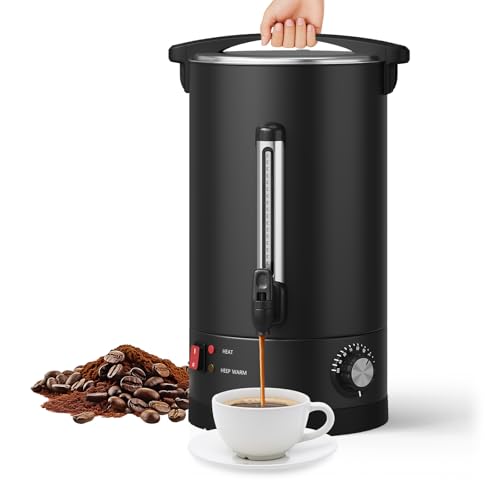 Garvee 14 L/100 Cups Coffee Urn-3.8 gal Double Wall Commerical Coffee Maker for Buffet Catering Wedding Gathering,Large Capacity Hot Coffee Dispenser,Stainless Steel Hot Water Urn-Black