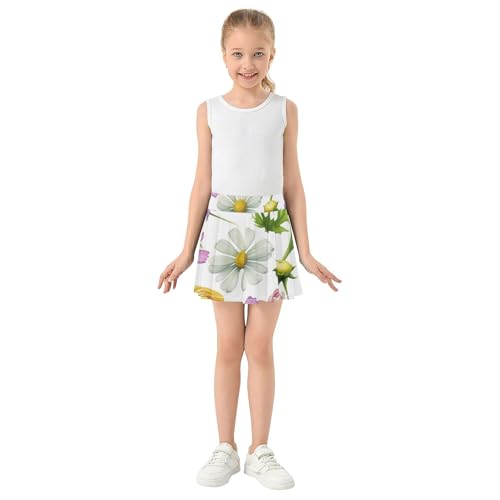 Joisal Cute Athletic Shorts Girls Skorts Skirts with Shorts Pleated Skort Watercolor Flowers 4t3
