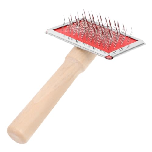 Happyyami Wooden Handle Pet Grooming Brush for Cats and Dogs,