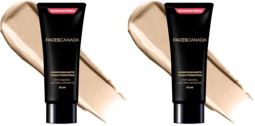 Image of FACESCANADA Weightless Matte Finish Foundation - Medium Natural, 15ml | Lightweight | Natural Finish | Anti-Ageing | Non-Clog Pores | Enriched With Olive Seed Oil, Grape Extract, Shea Butter