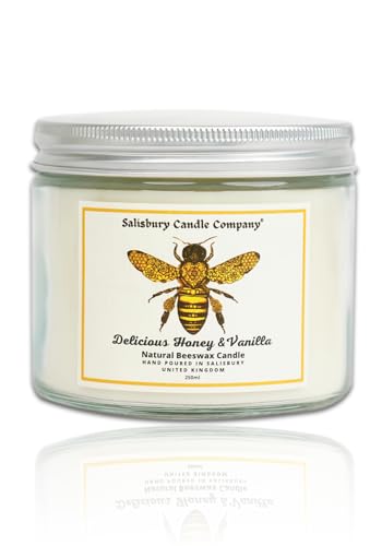 Luxury White Beeswax Candle with Honey & Vanilla, Comforting Aromatherapy Blend for Relaxation and Warmth, Hand Poured Scented Candle, Natural Wax, Long Burning, Sweet Scent, in Gift Box