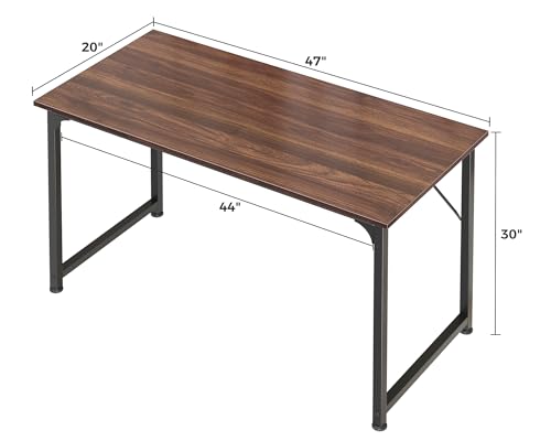 Image of Huuger Computer Desk, 48 Inch Office Desk, Gaming Desk with Storage, Writing Desk Work Desk for Home Office, Study, Modern Simple Desk, Large Legroom, Metal Frame, Walnut