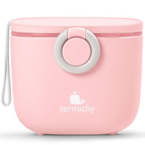 Image of Termichy Baby Formula Dispenser, Portable Milk Powder Dispenser Container with Carry Handle and Scoop for Travel Outdoor Activities with Baby Infant, 8.8OZ, 0.55LB, 250g, 500ml (Pink)