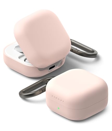 Ringke Silicone für Samsung Galaxy Buds 4 Pro / 4 Hülle, Weiche Beschichtung Flüssig Silikon Kratzfest Stoßfest SchutzHülle mit Karabiner - Pink Sand